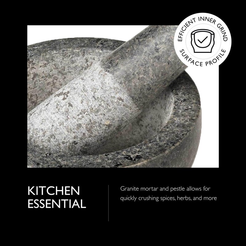 Cole & Mason Granite Mortar & Pestle - Unpolished Stone Mortar Bowl & Pestle - Home Kitchen Essentials & Cooking Accessories - Non-Porous Mortar & Pestle Spice Grinder Set - 5.5" - Image 3